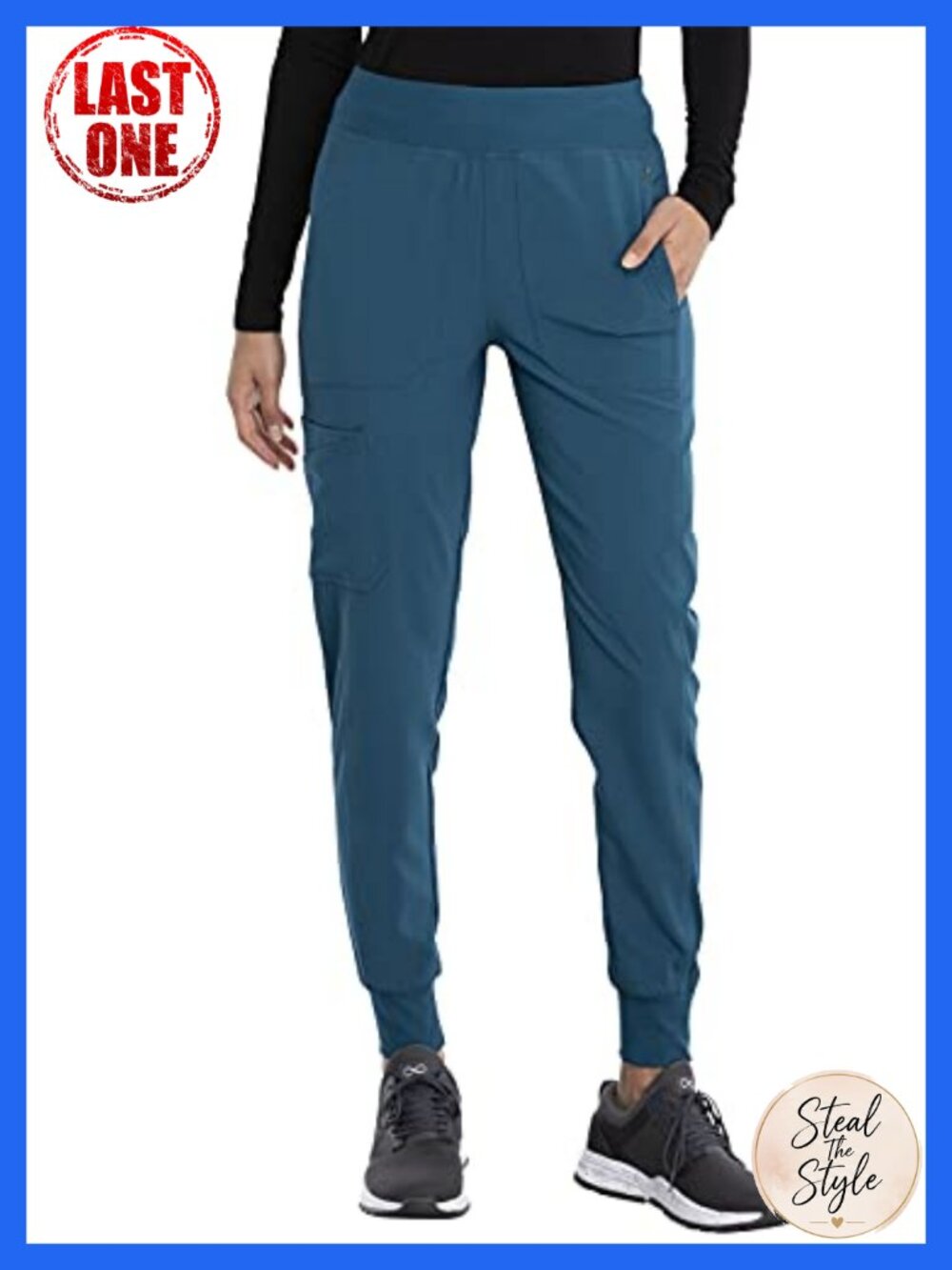 Cherokee Iflex Jogger Scrub Pants Women Mid Rise 7 Pockets Wrinkle Resistant